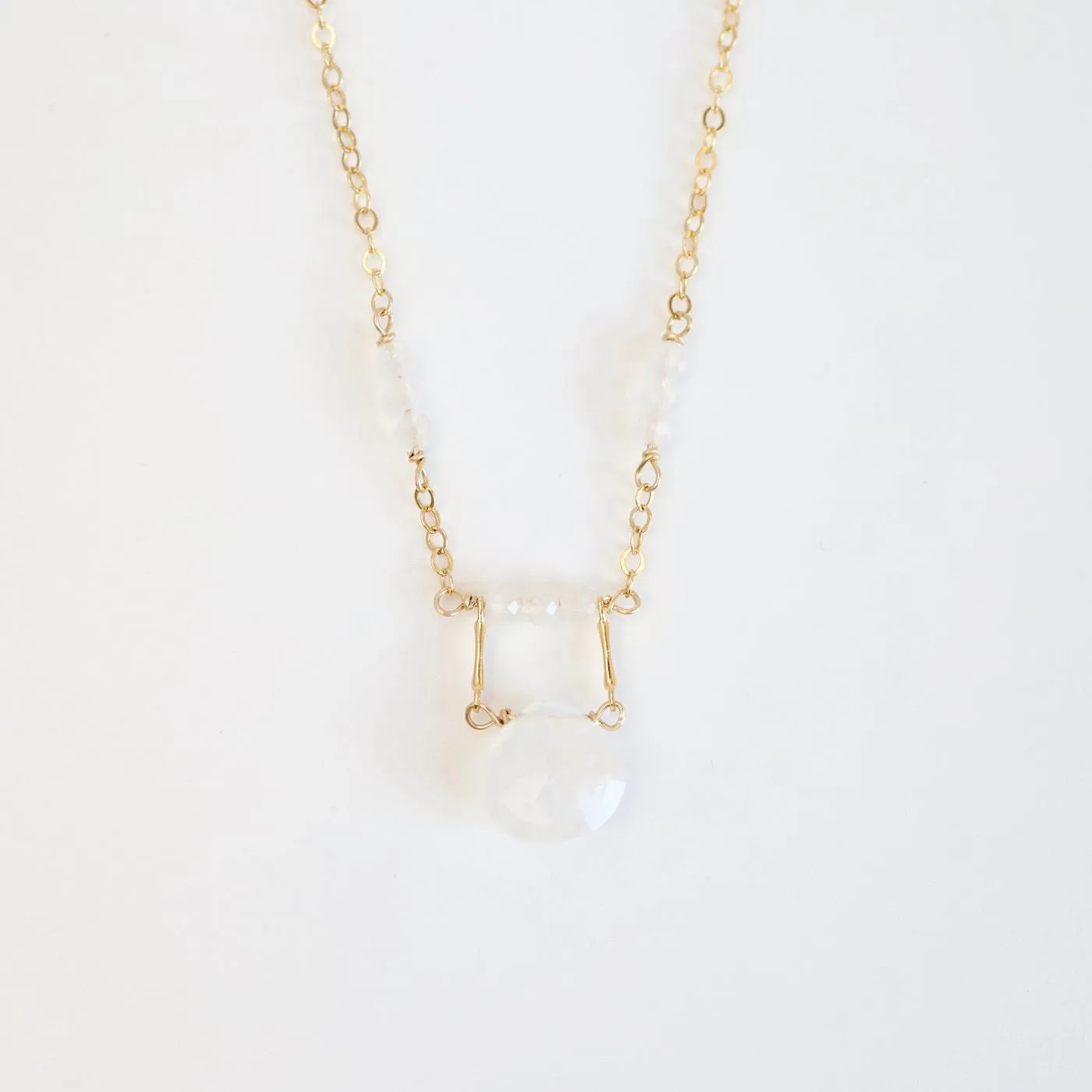 Gold Filled Drop Down Moonstone Necklace