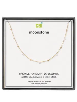 Gold Moonstone Satellite Gemstone Necklace