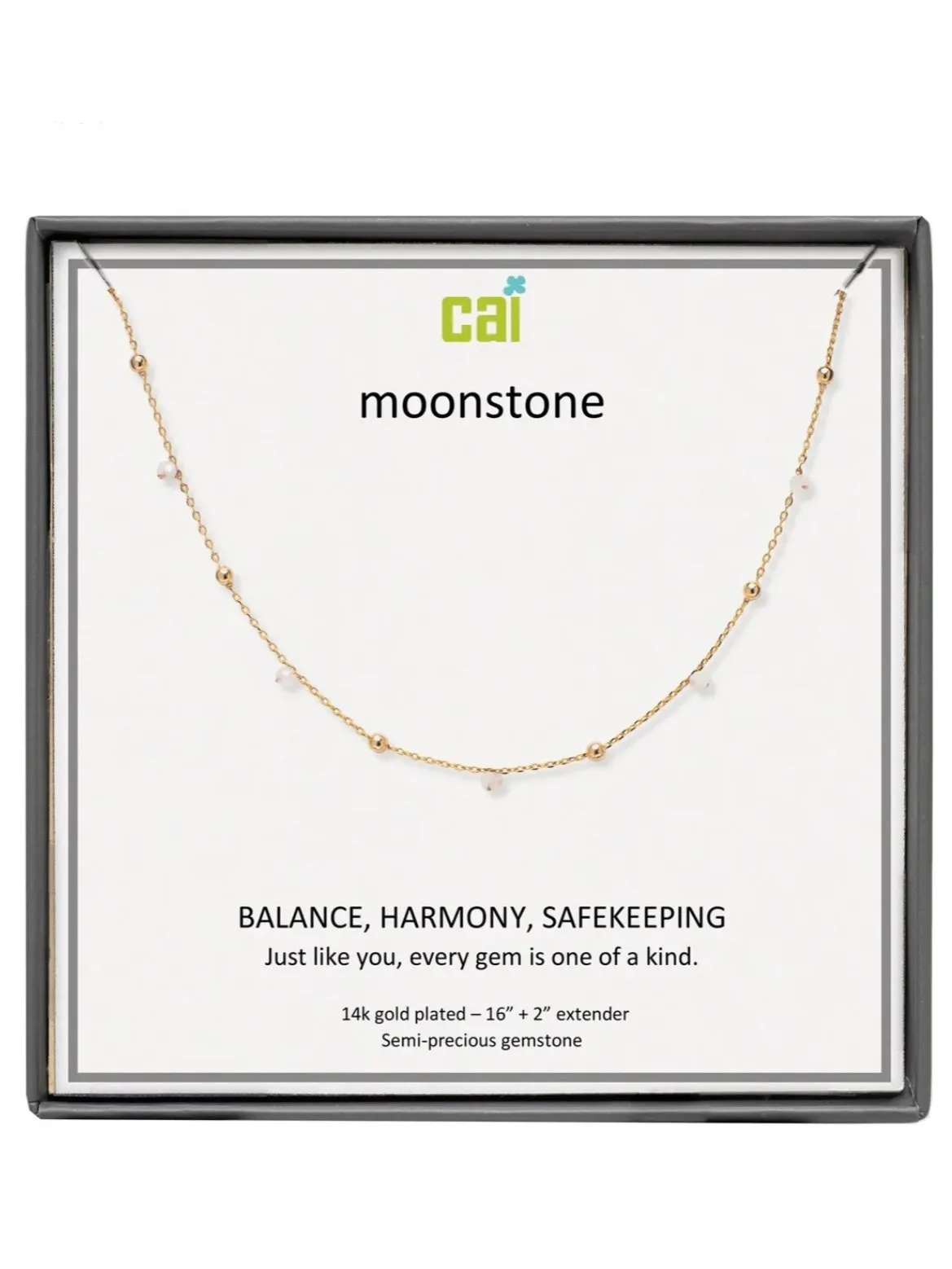 Gold Moonstone Satellite Gemstone Necklace