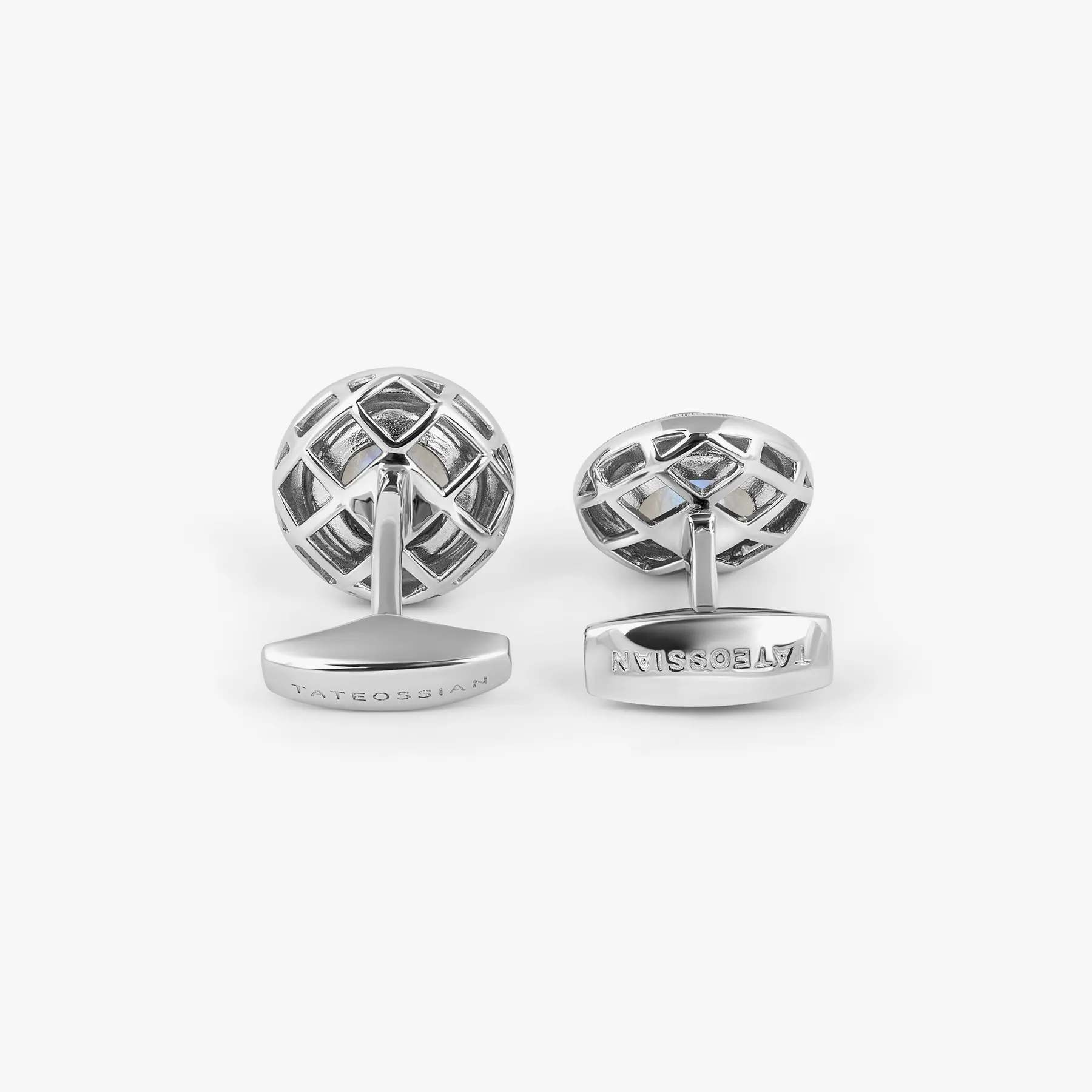 Graffiato Moonstone Cufflinks in Rhodium Silver with Multicolour