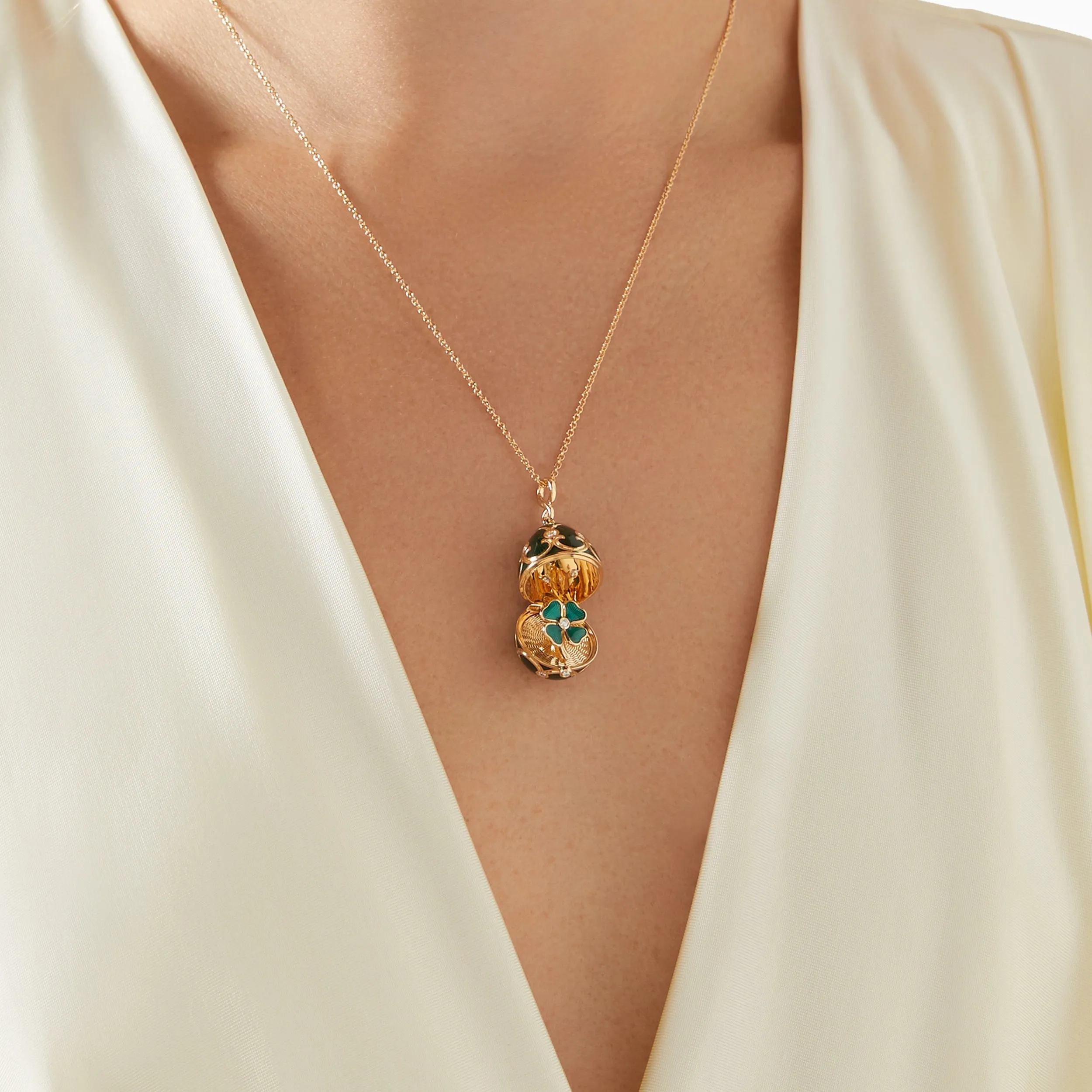Guilloché Enamel Clove Surprise Locket
