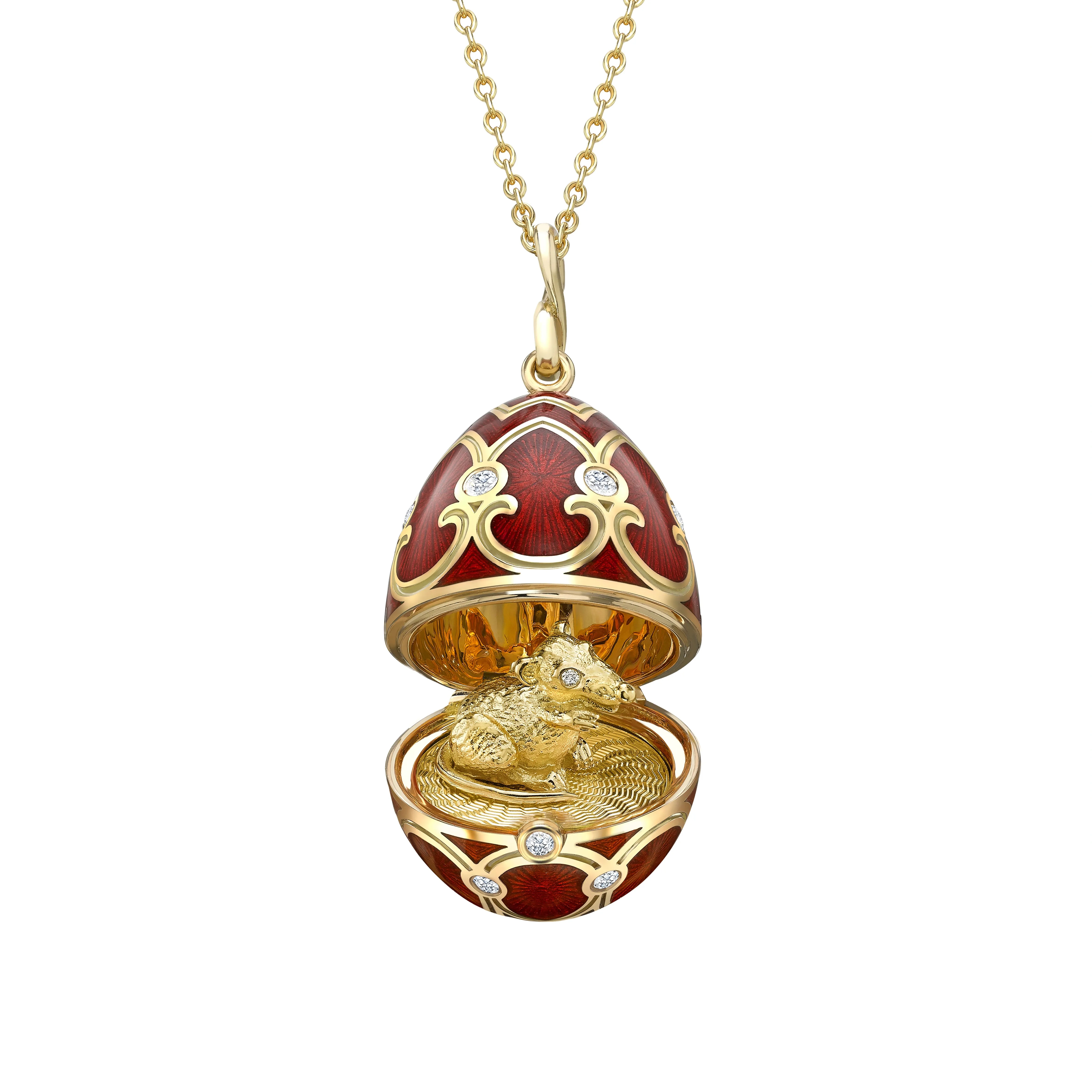Guilloché Enamel Year of the Rat Surprise Locket