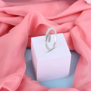Heart Charm Radiant Silver Ring