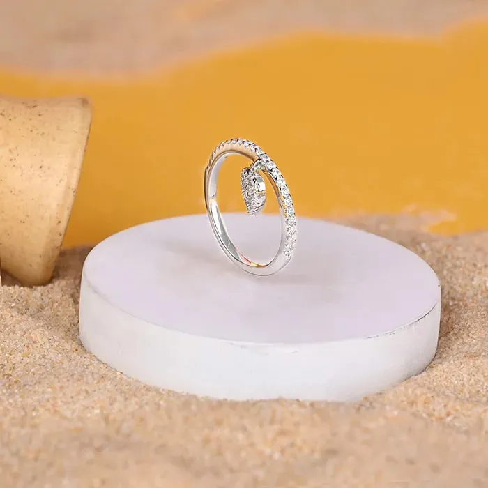 Heart Charm Radiant Silver Ring