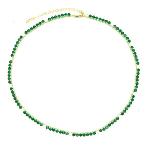 Ibiza Emerald Green   Clear CZ’s 3 Prong Tennis Necklace