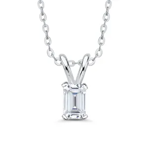 IGI Certified 1.01 ct. E - SI1 Emerald Cut Lab Grown Diamond Solitaire Pendant Necklace in 14K Gold