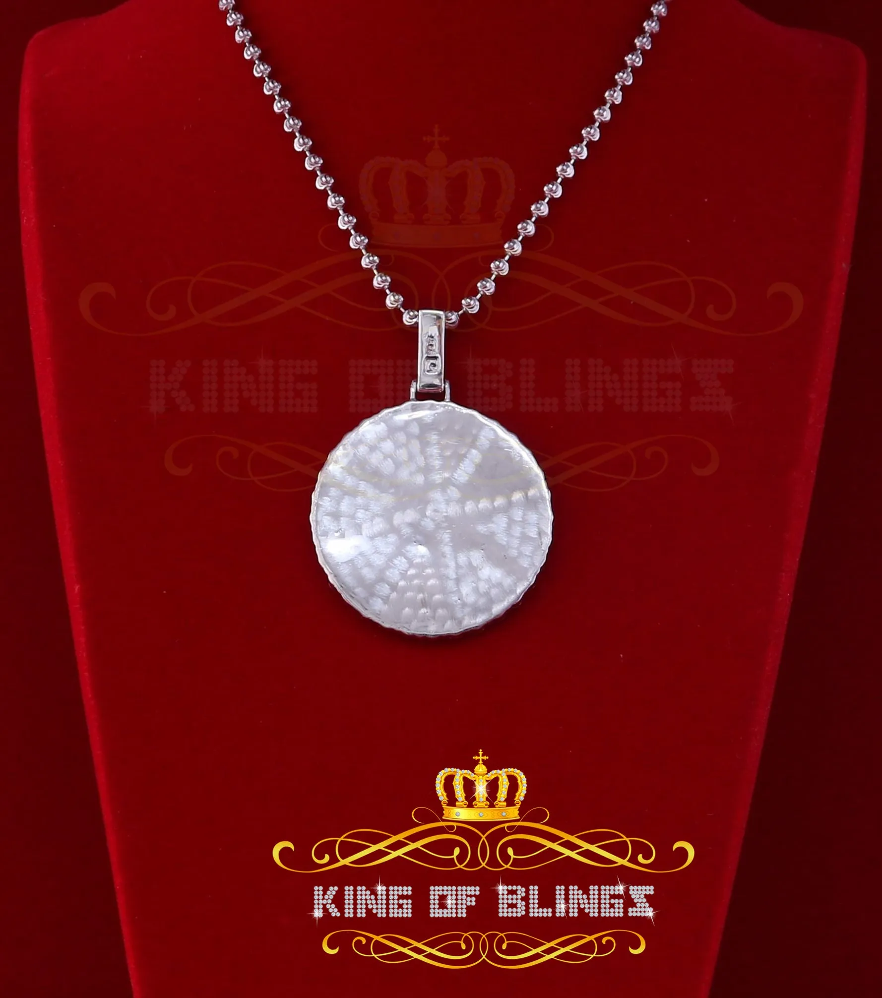 King of Bling's White Beautiful 925 Sterling Silver Pendant Round Shape 9.14ct Cubic Zirconia