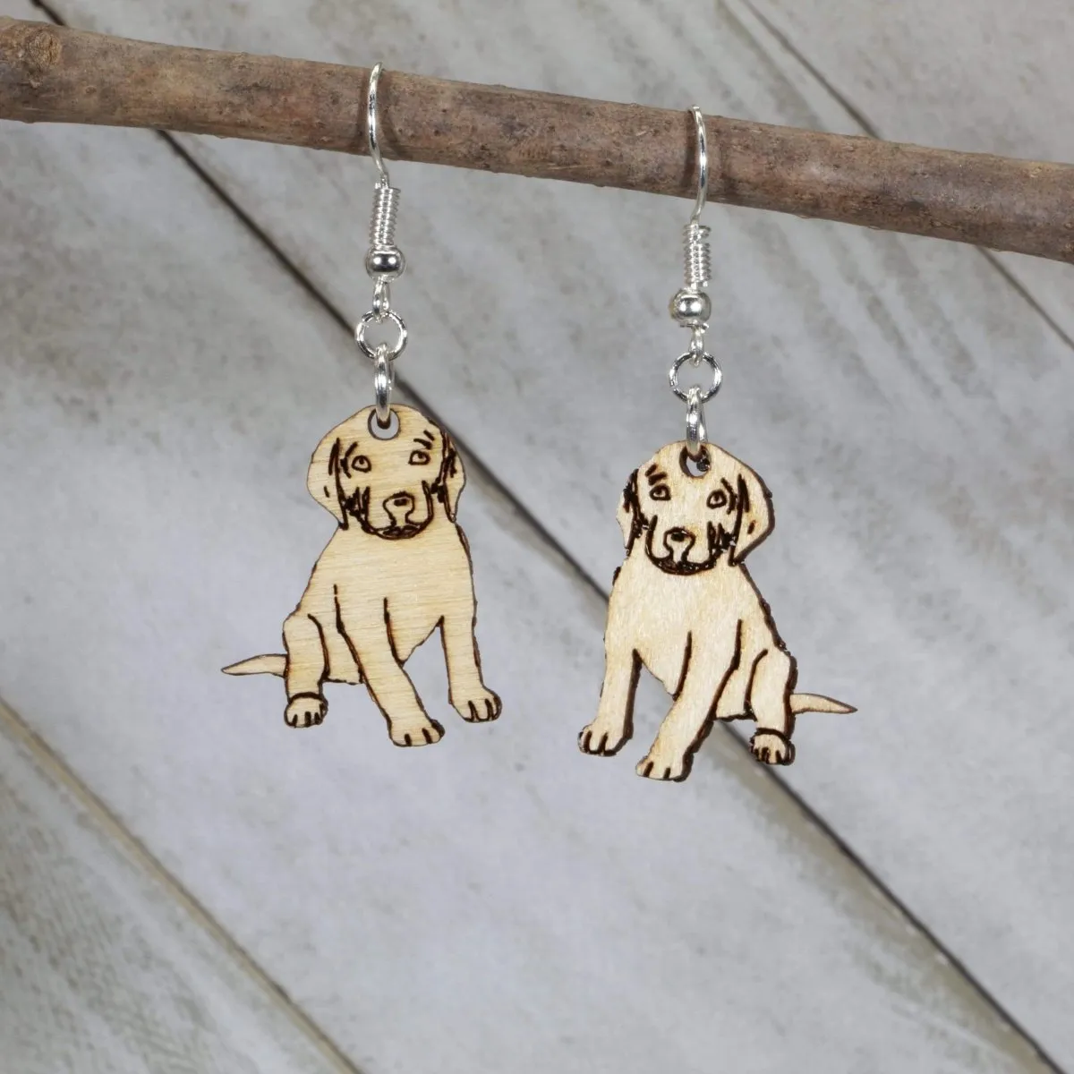 Labrador Puppy Wooden Dangle Earrings by Cate's Concepts, LLC