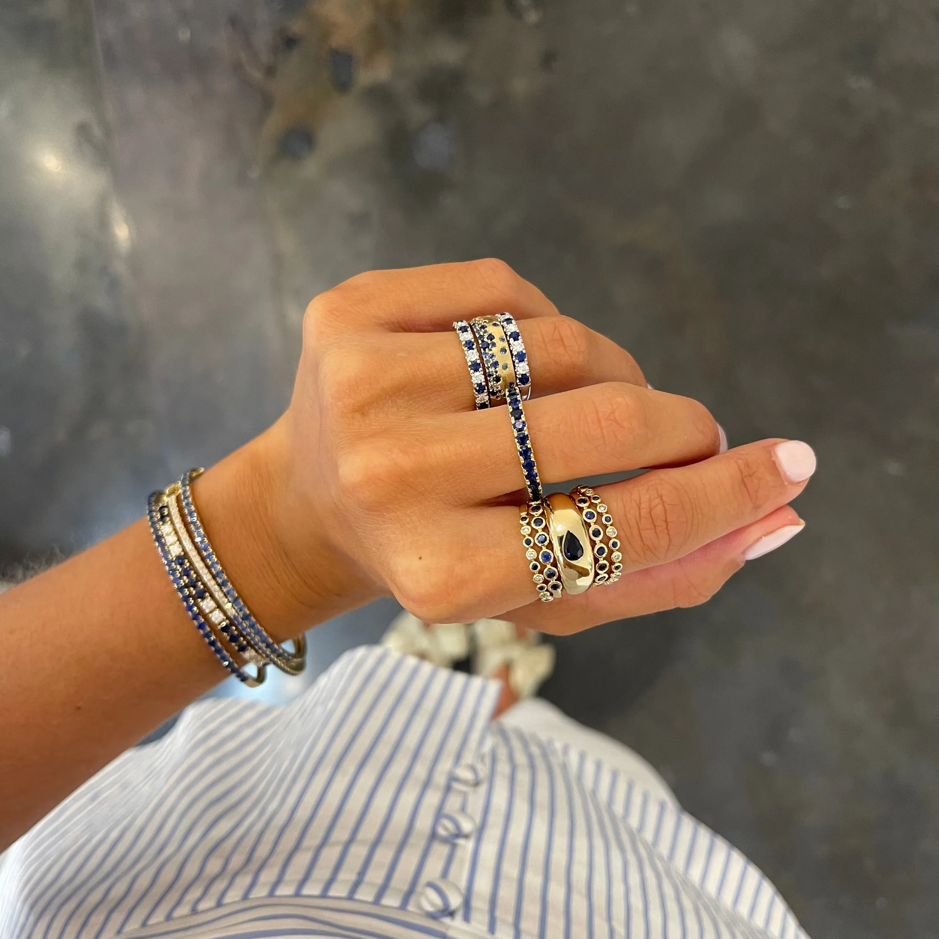 Large Blue Sapphire Eternity Band