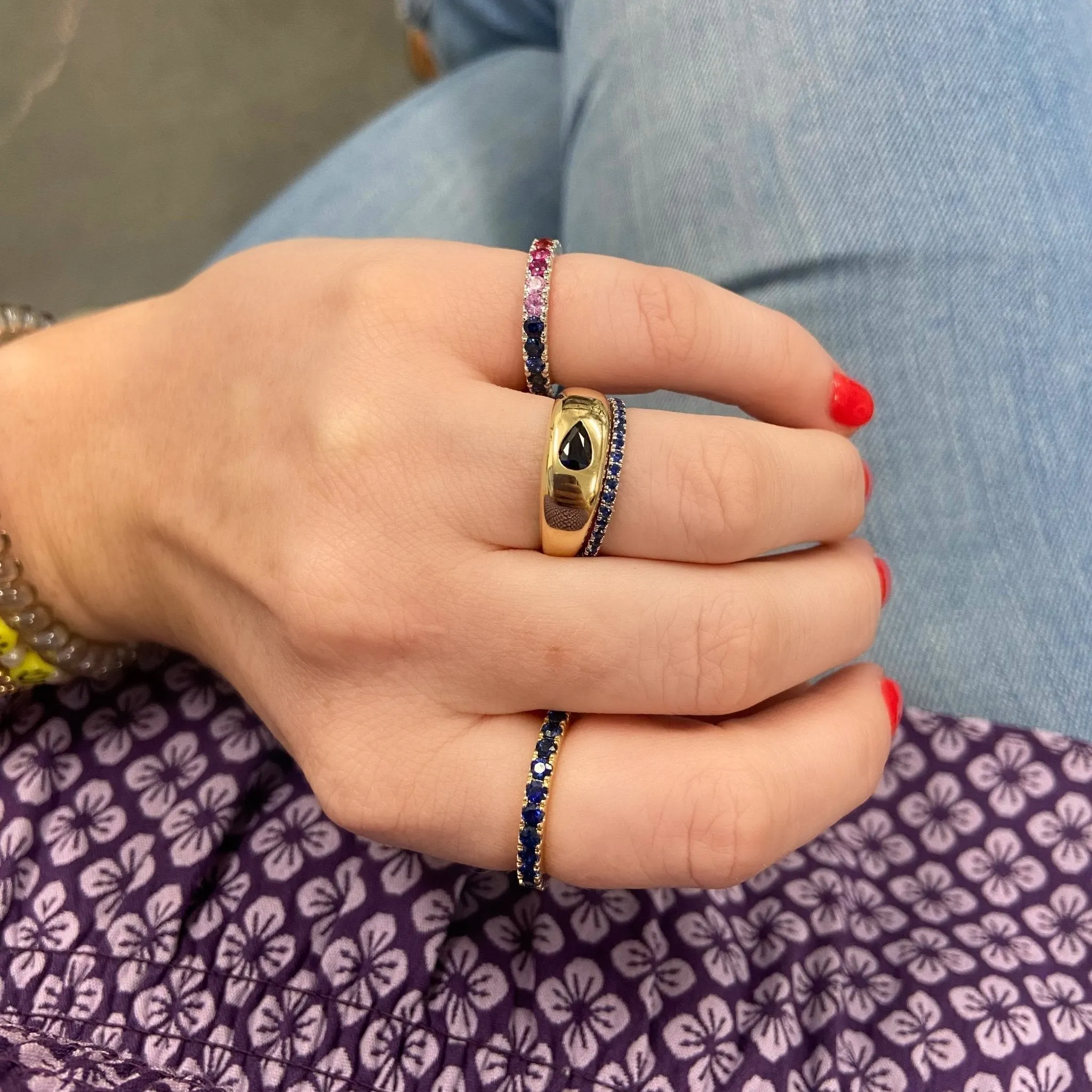 Large Blue Sapphire Eternity Band