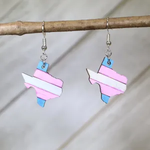 LGBTQIA  Texas Trans Wooden Dangle Earrings by Cate's Concepts, LLC
