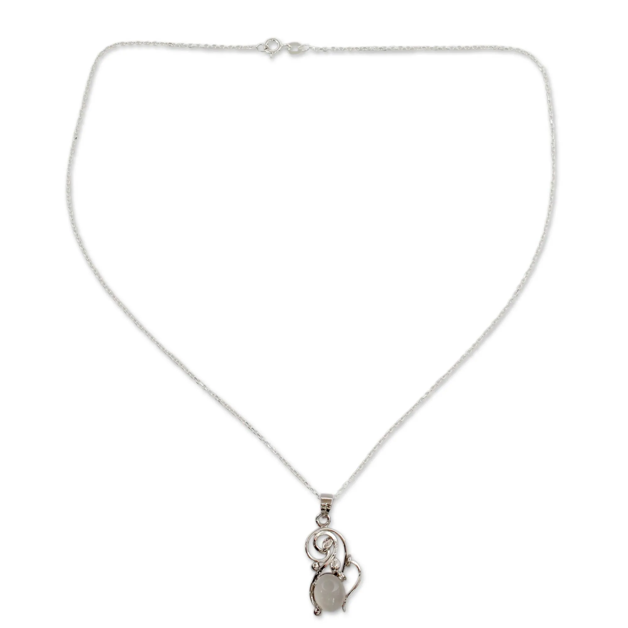 Lunar Treasure Artisan Crafted Moonstone and Sterling Silver Necklace