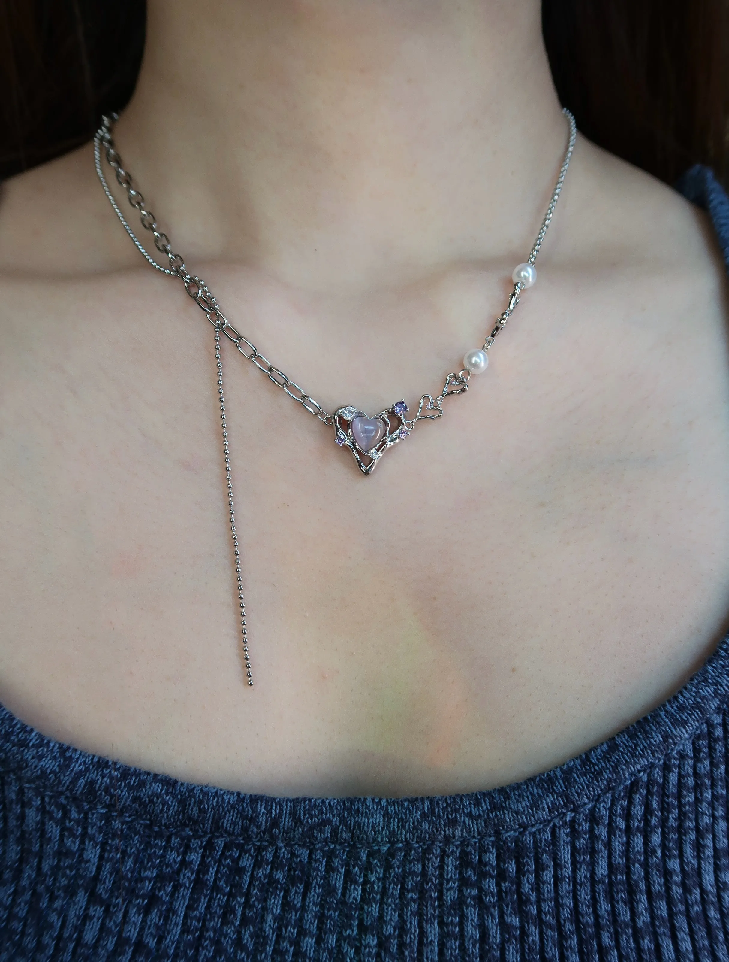Made Me Blush Pink Opal Heart Necklace