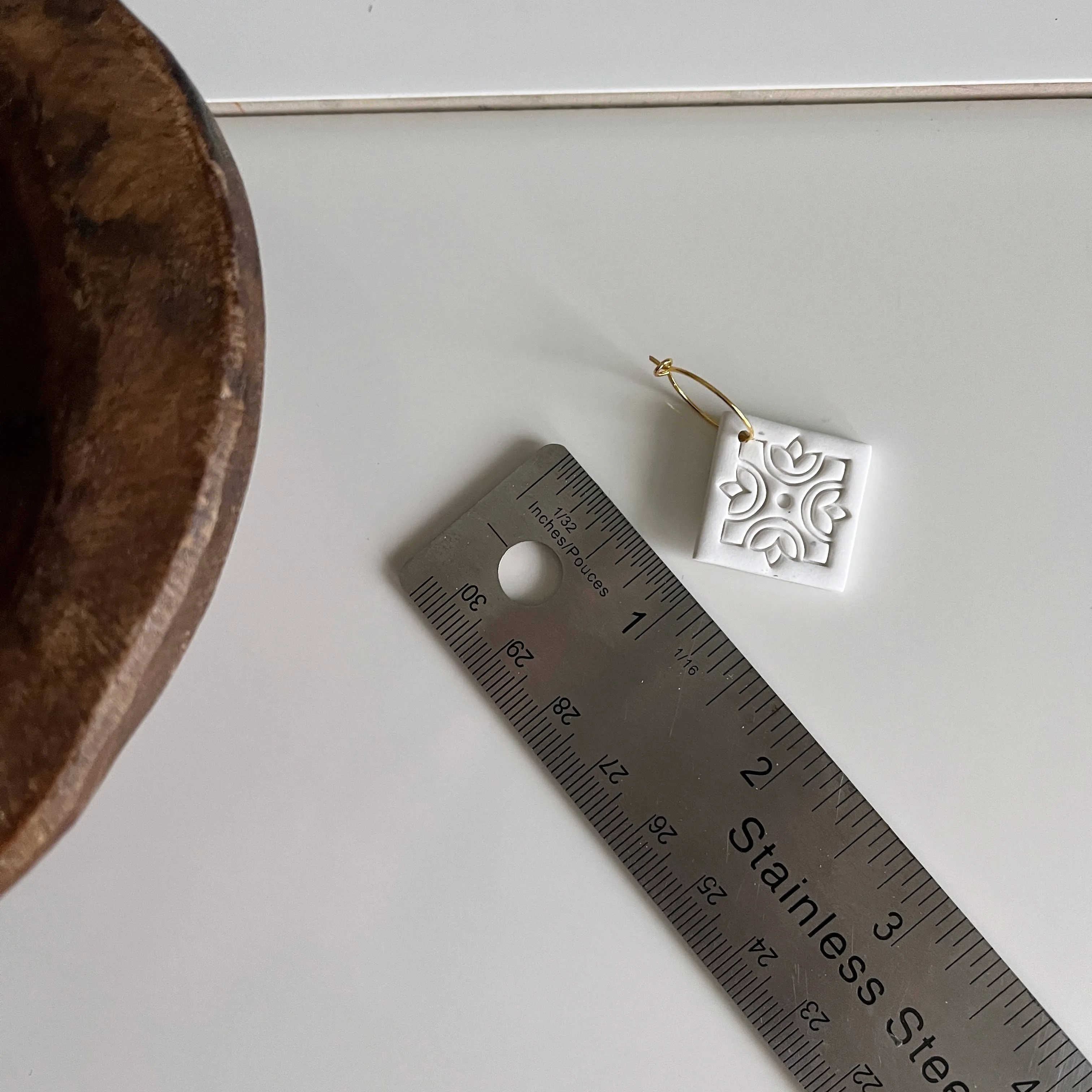 Margaret | White Speckled Clay Earrings