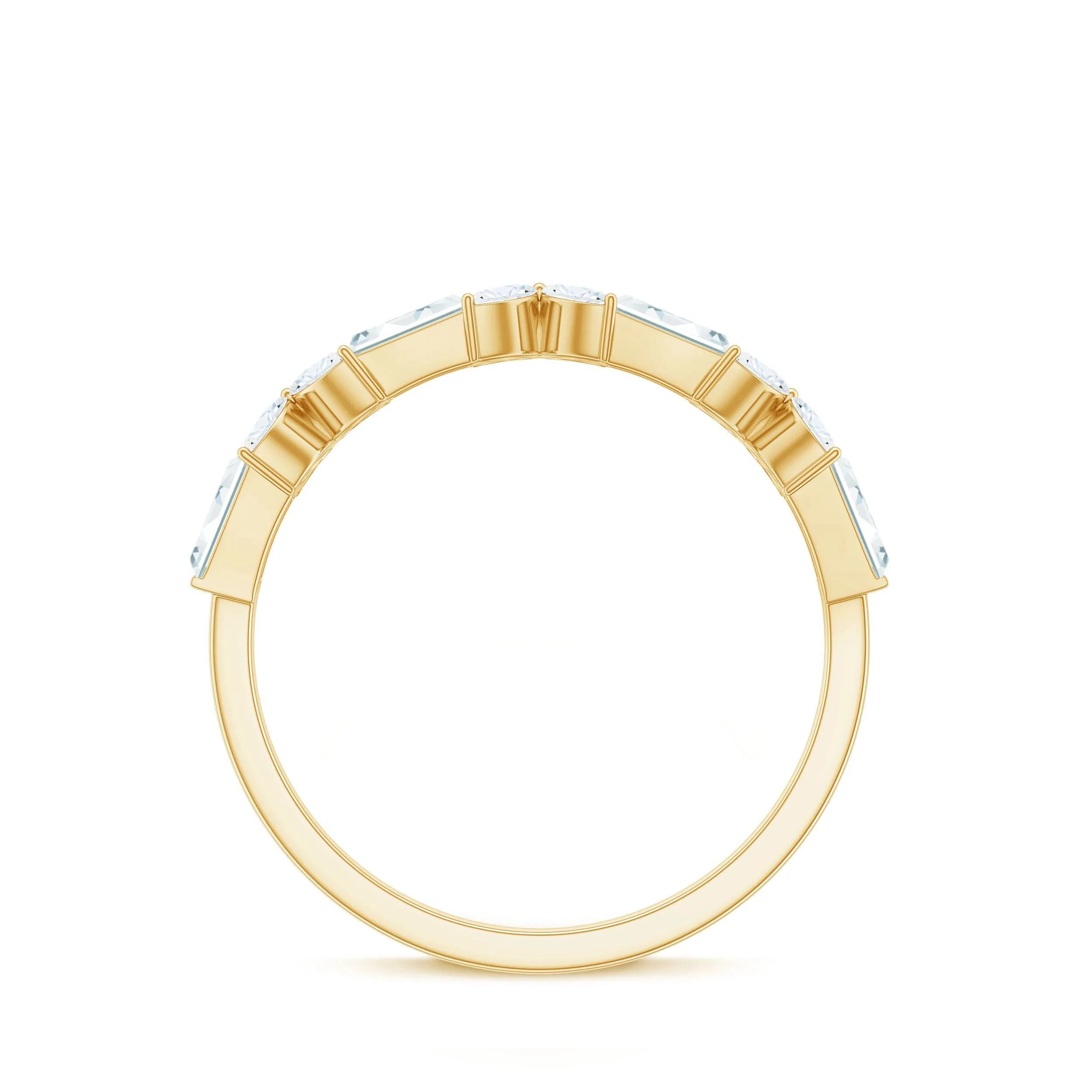 Marquise and Baguette Cut Simulated Diamond Flower Half Eternity Ring