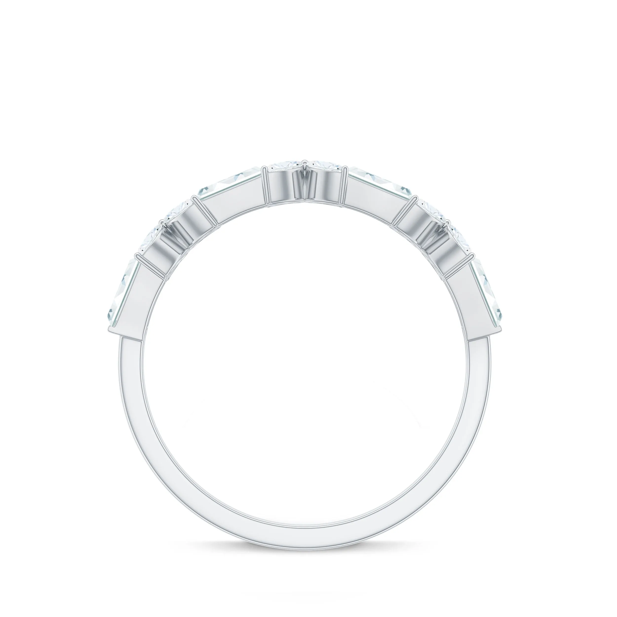 Marquise and Baguette Cut Simulated Diamond Flower Half Eternity Ring