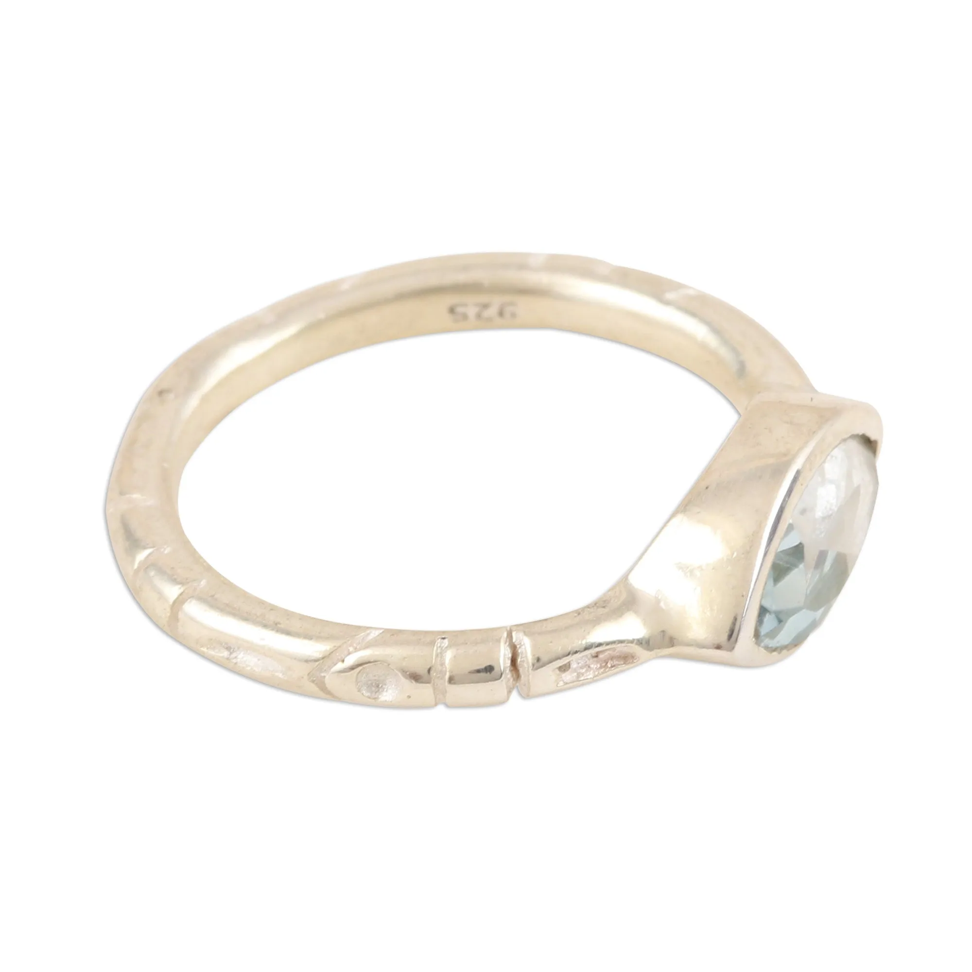 Marquise Cut Blue Topaz Ring from India - Delicate Eye | NOVICA