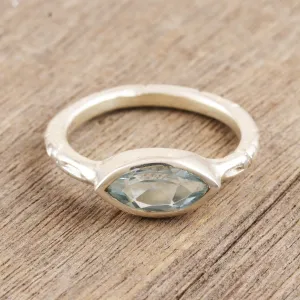 Marquise Cut Blue Topaz Ring from India - Delicate Eye | NOVICA
