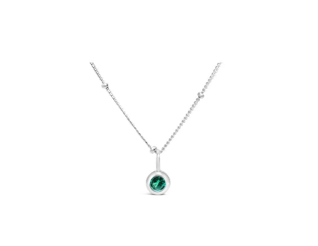 May Birthstone Necklace - Silver