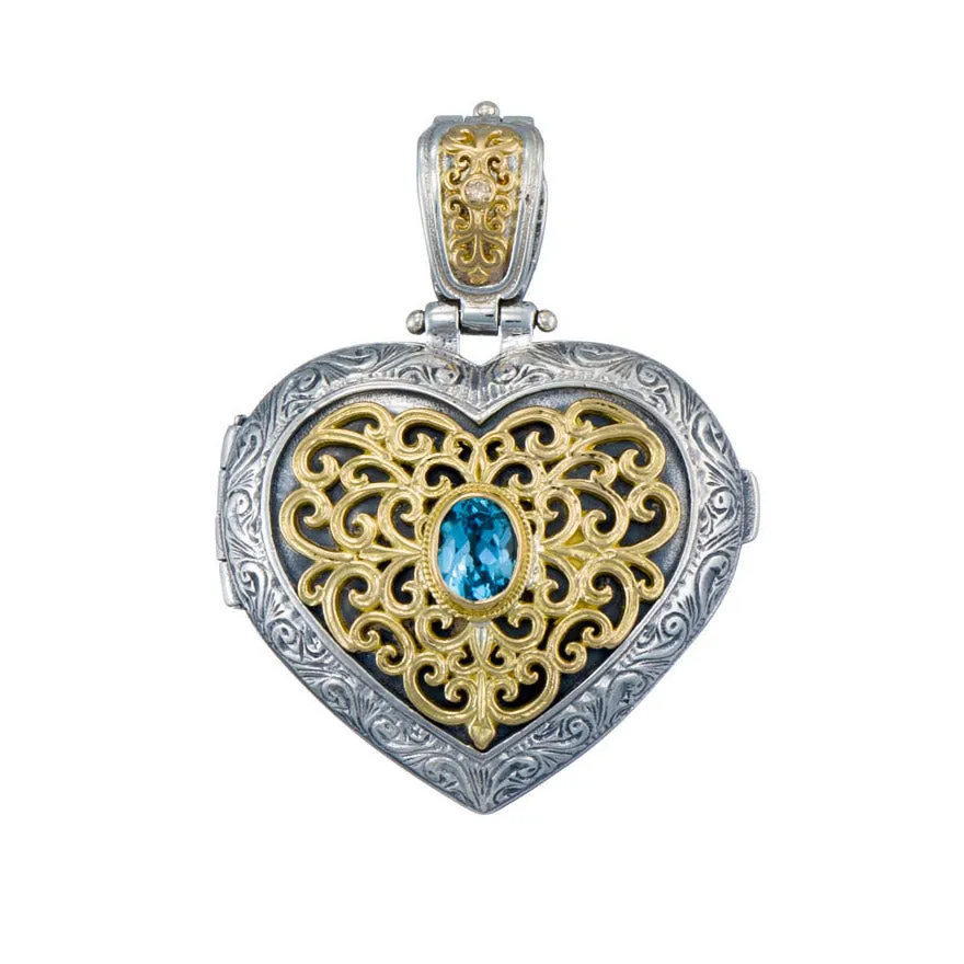 Mediterranean Stone Heart Locket (Large)