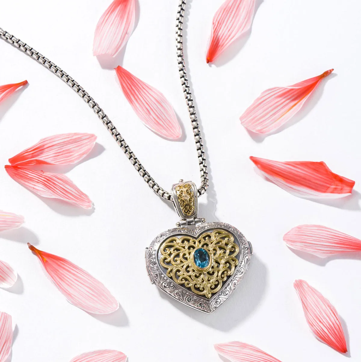 Mediterranean Stone Heart Locket (Large)