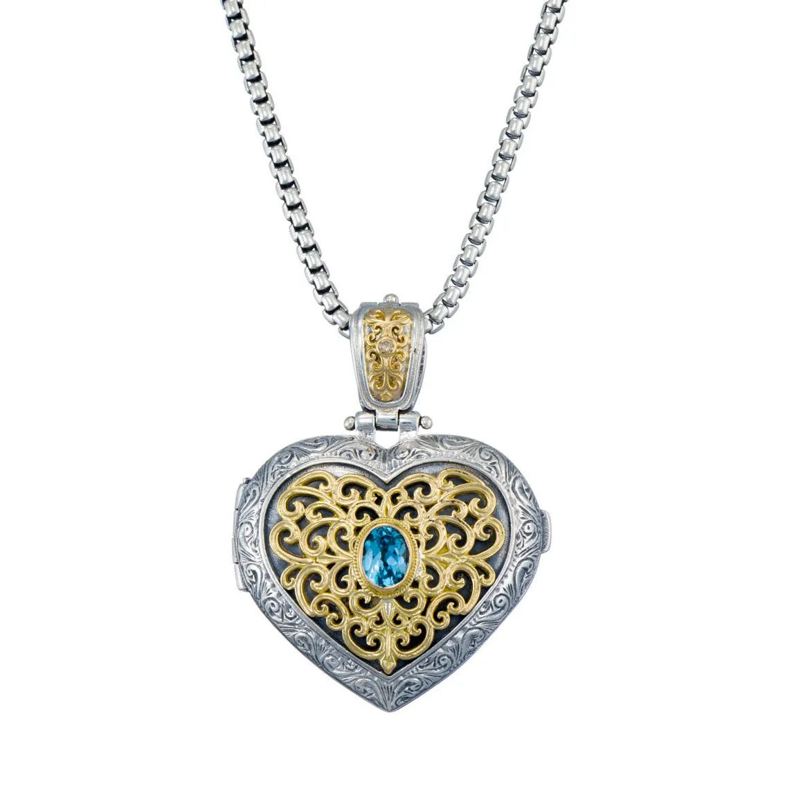 Mediterranean Stone Heart Locket (Large)