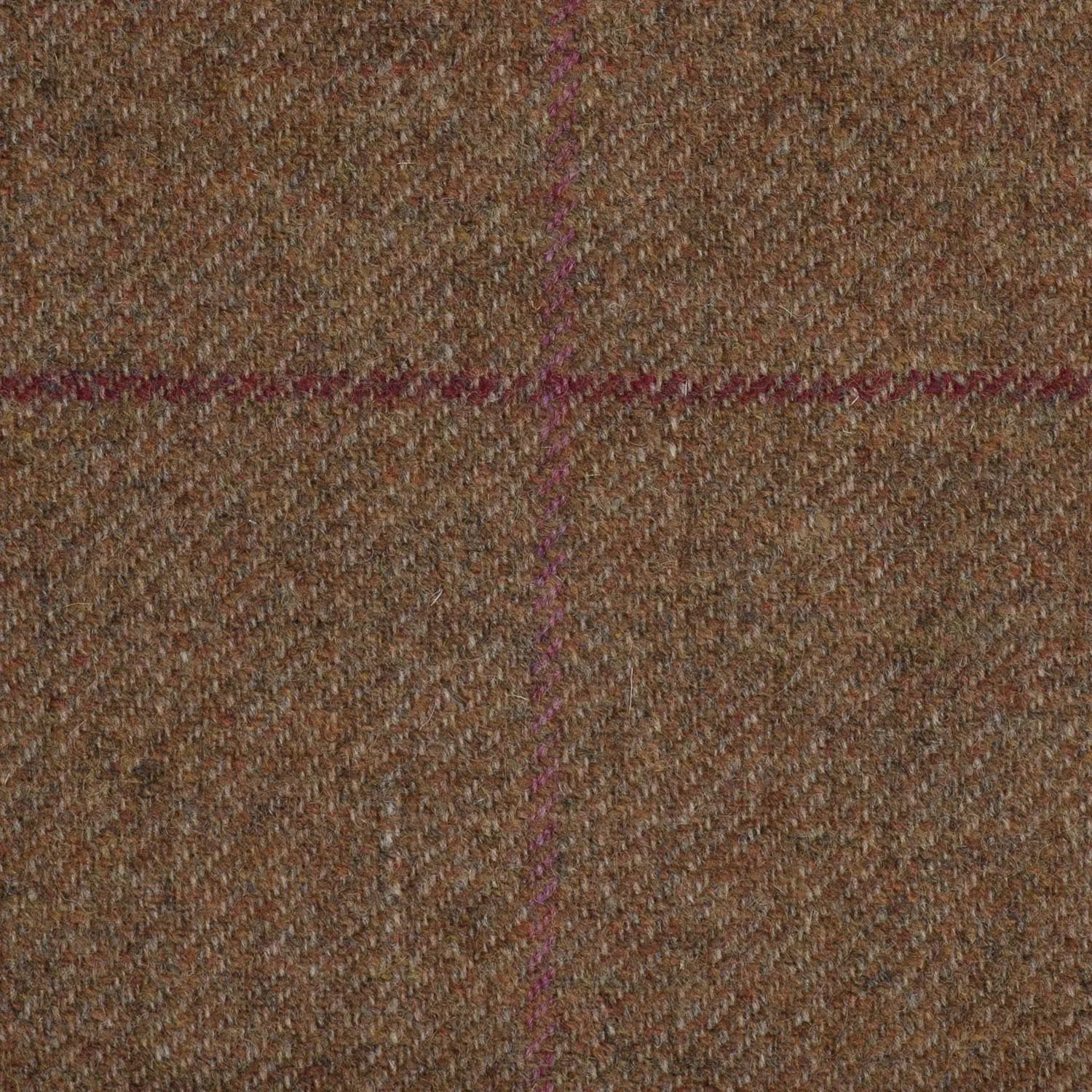 Medium Brown With Maroon And Pink Check Moonstone Tweed All Wool