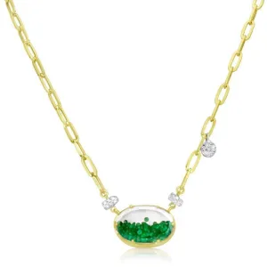 Meira T Emerald  Shaker Necklace with Paper Clip Chain