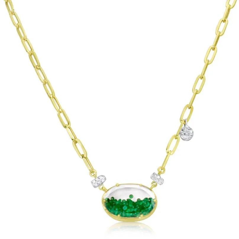 Meira T Emerald  Shaker Necklace with Paper Clip Chain