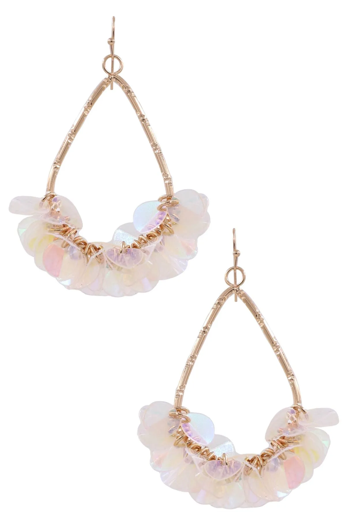 Metal Teardrop Acrylic Fringe Earrings