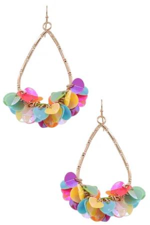 Metal Teardrop Acrylic Fringe Earrings