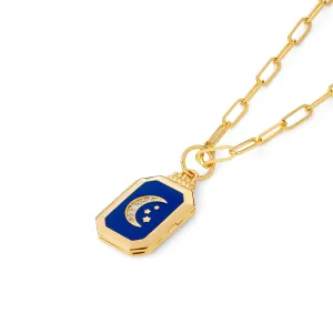Moon and Star Enamel Locket