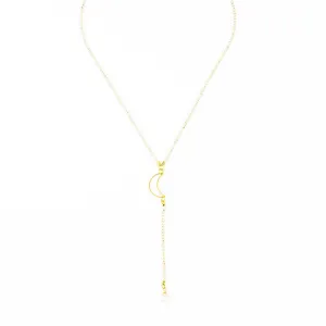 Moonstone and moon Y Necklace
