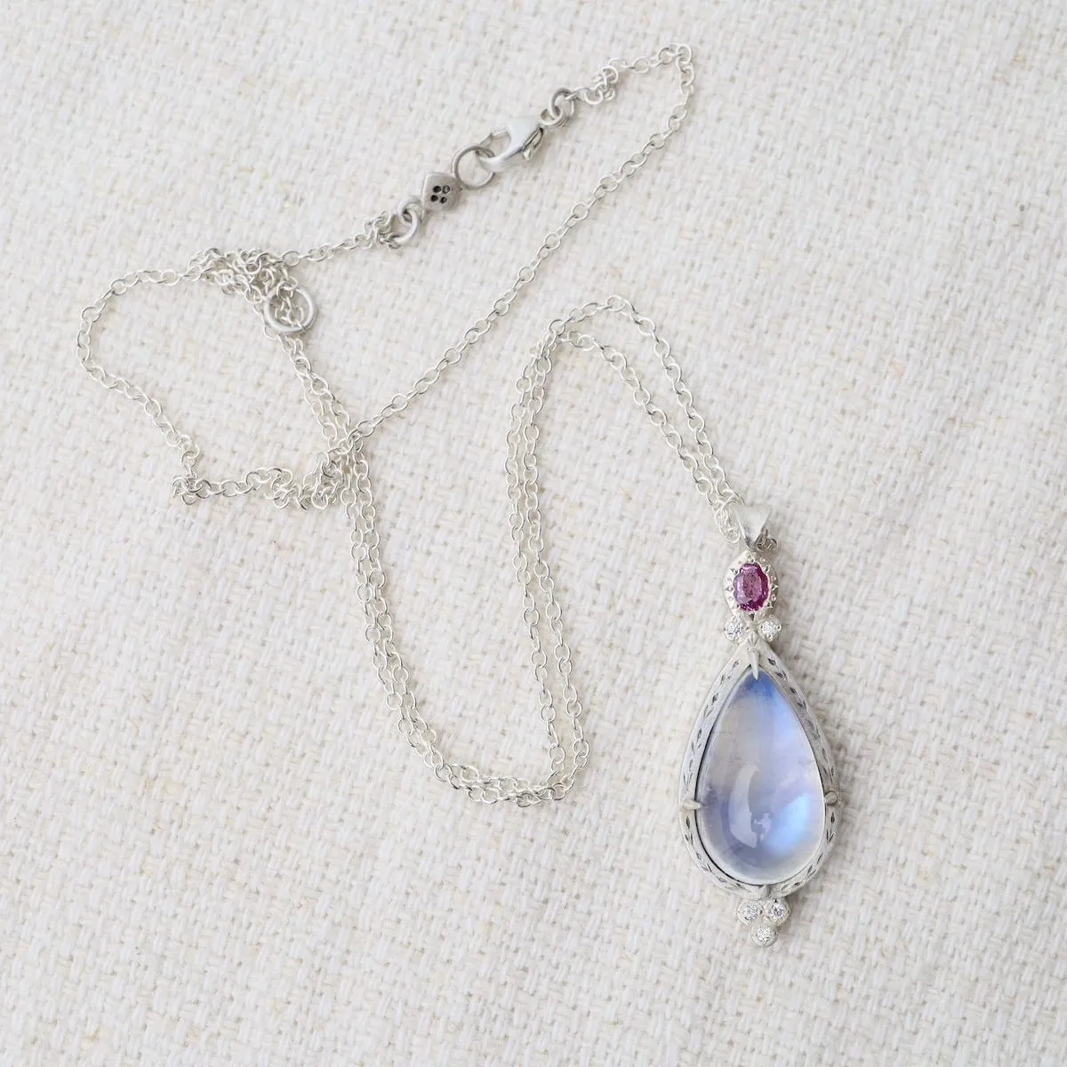 Moonstone and Pink Sapphire Necklace