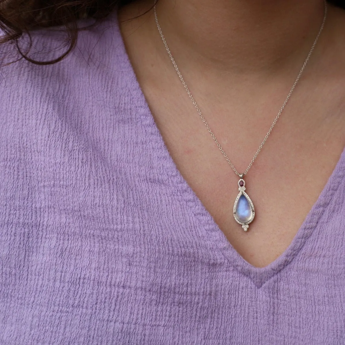 Moonstone and Pink Sapphire Necklace