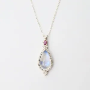 Moonstone and Pink Sapphire Necklace