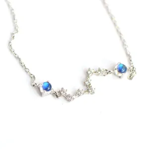 Moonstone Big Dipper Pendant Necklace in White Gold Plated Silver Jewelry for Women