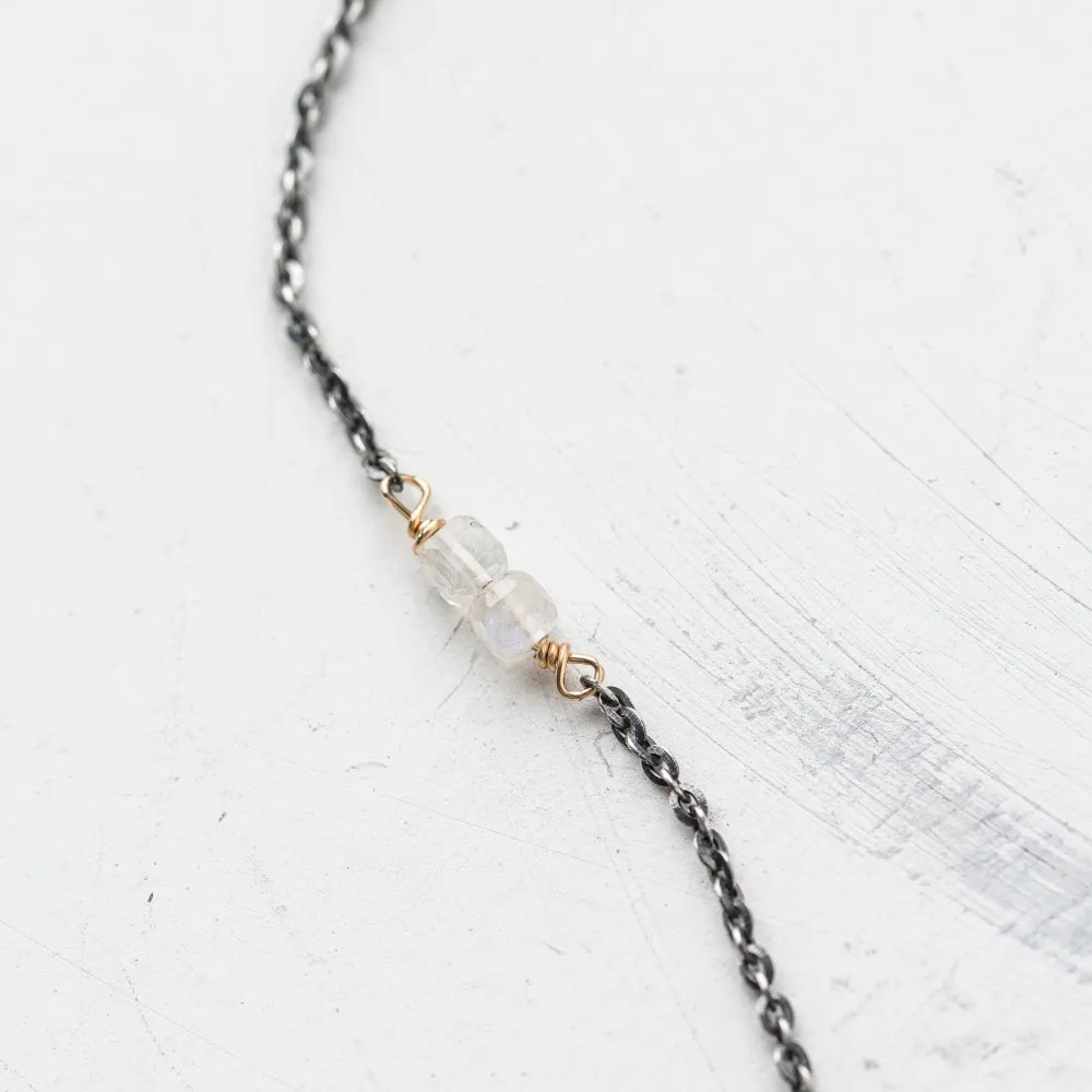 Moonstone Cube Station Necklace