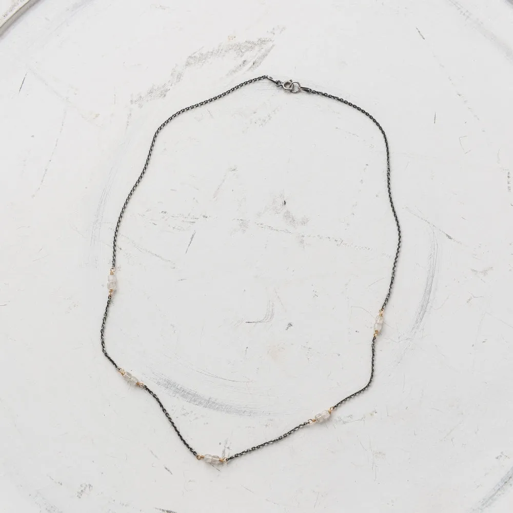 Moonstone Cube Station Necklace