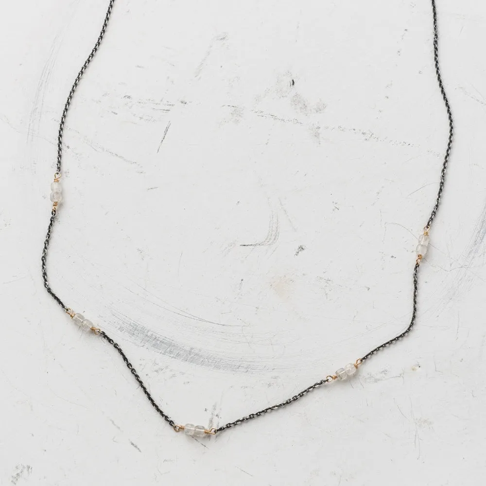 Moonstone Cube Station Necklace