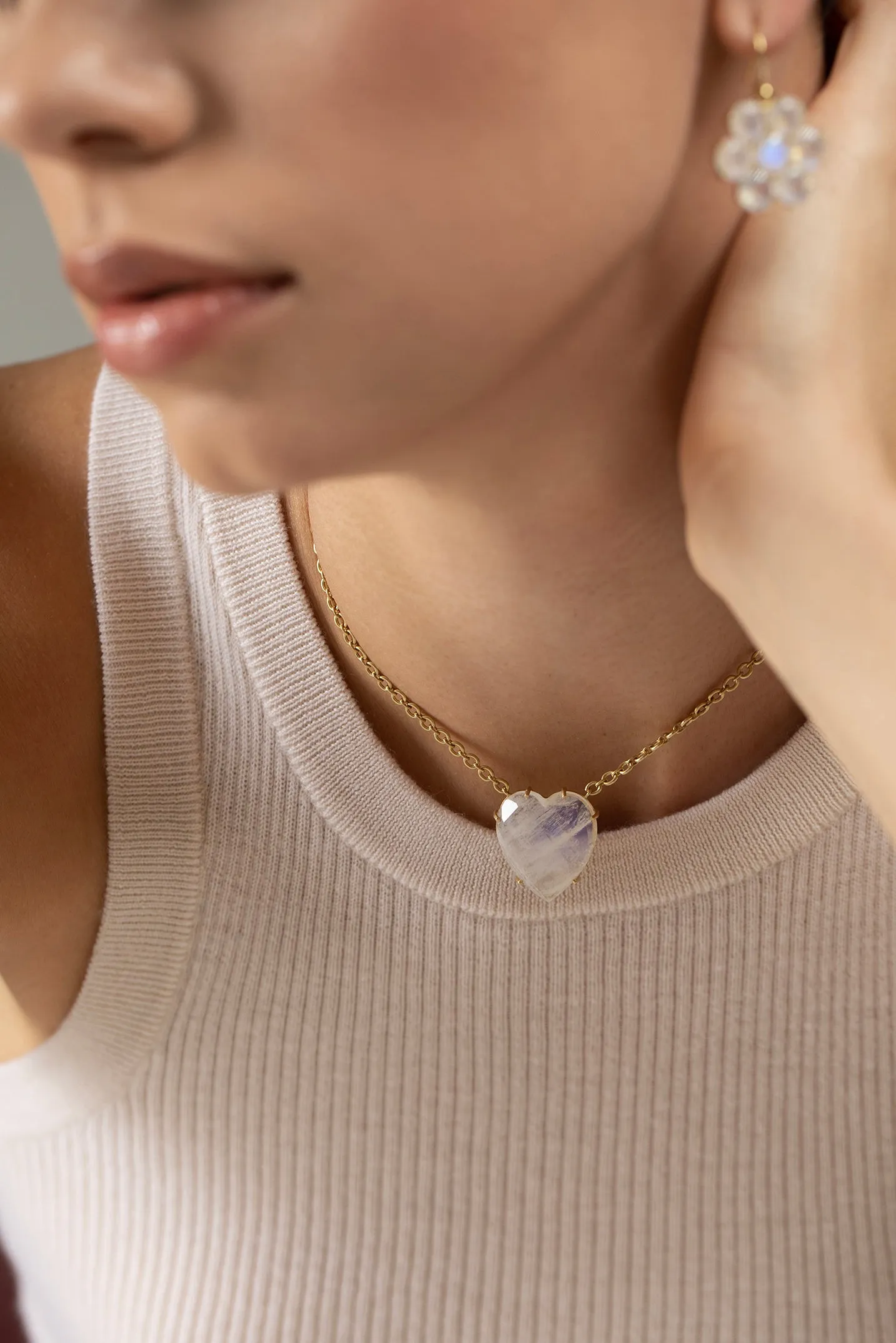 Moonstone Heart Necklace