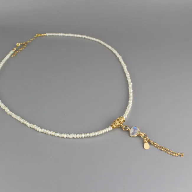Moonstone Pearl Eye Necklace