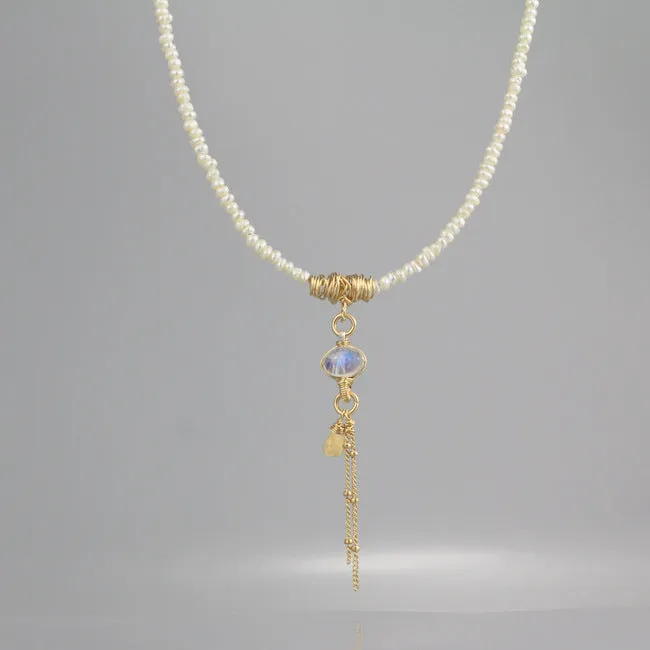 Moonstone Pearl Eye Necklace