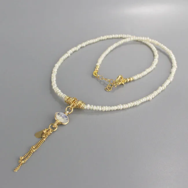 Moonstone Pearl Eye Necklace