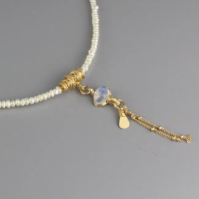 Moonstone Pearl Eye Necklace