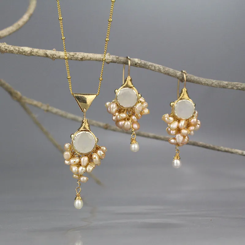 Moonstone Pearl Goddess Jewelry Set