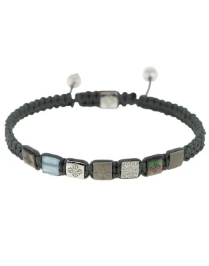 Mother of Pearl, Aquamarine, and Diamond Lock Bracelet