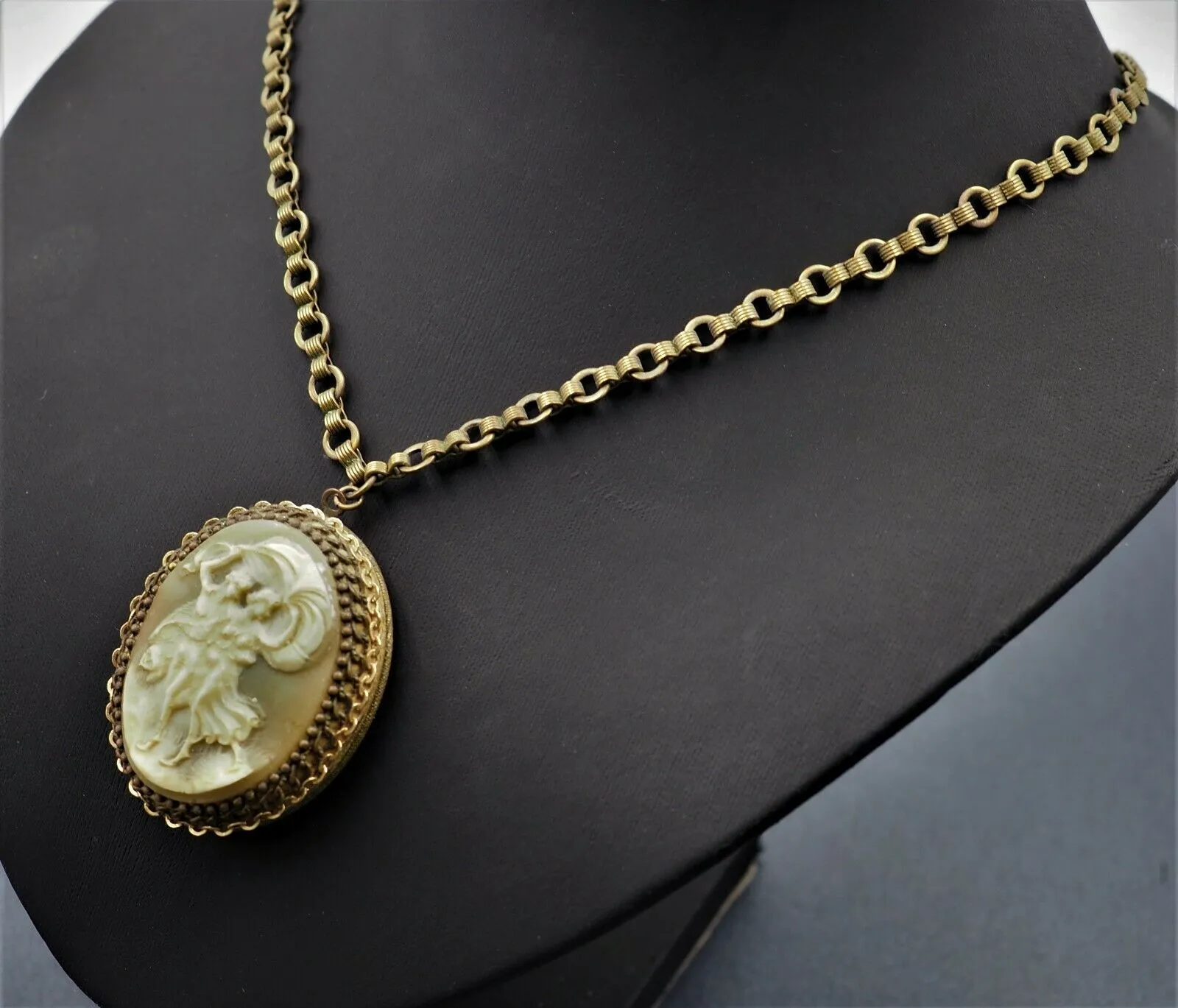 Moulded Resin Cameo Locket Necklace
