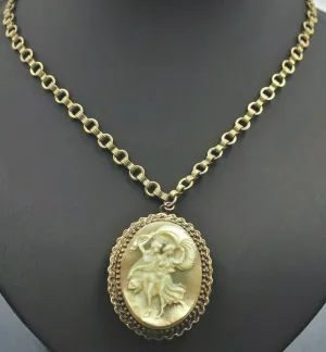 Moulded Resin Cameo Locket Necklace