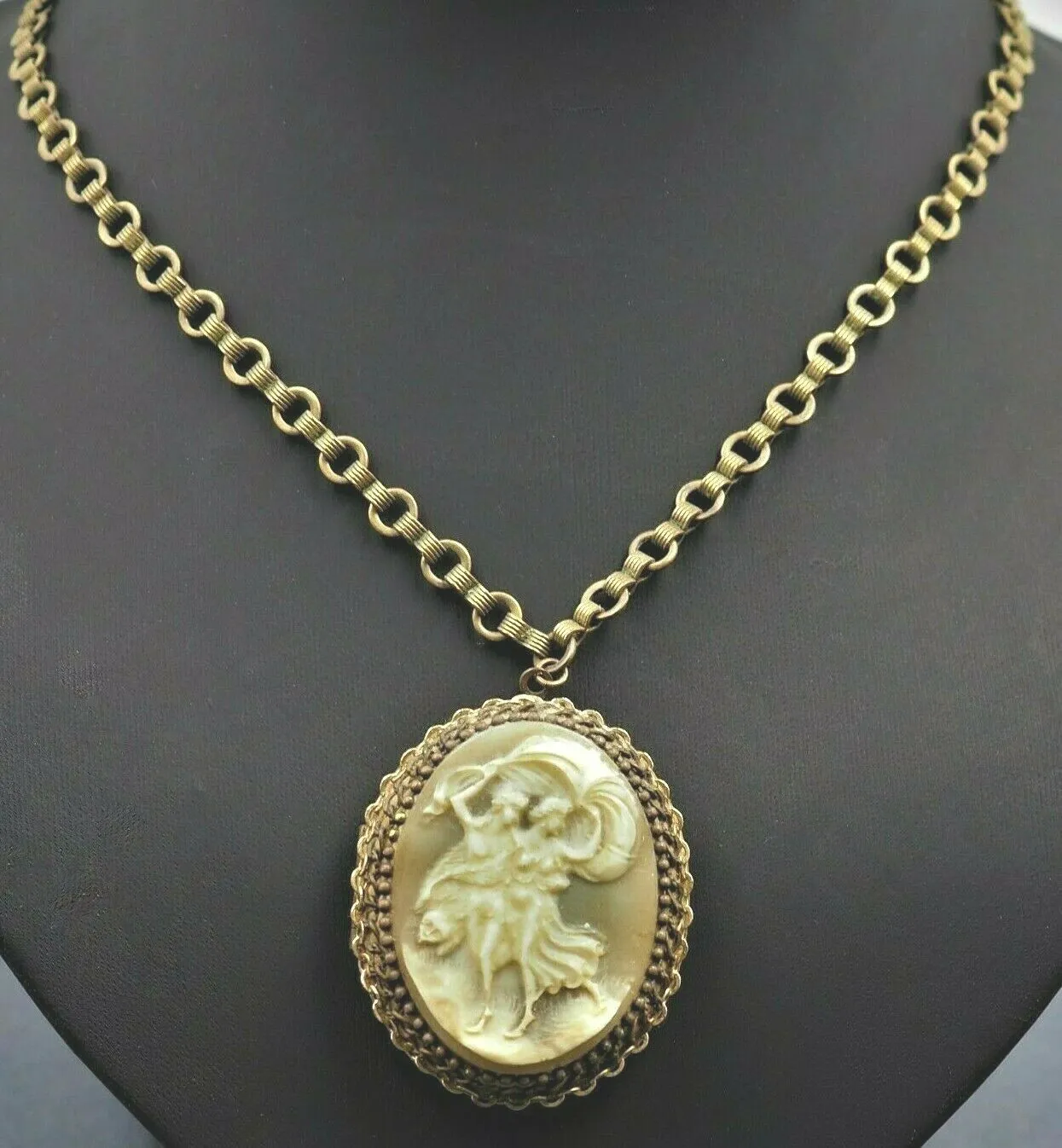 Moulded Resin Cameo Locket Necklace
